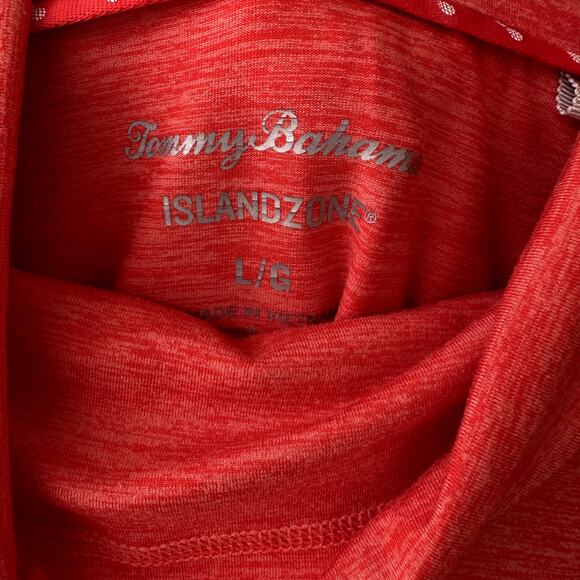 Tommy Bahama IslandZone Funnelneck Drawstring Athletic Top, Coral Pink, Size L - Picture 5 of 5